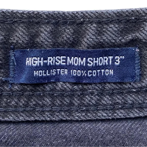 ✅Hollister Womens Jean Shorts Size 11 30 Black High Rise Mom Short 3” Distressed - Picture 8 of 9